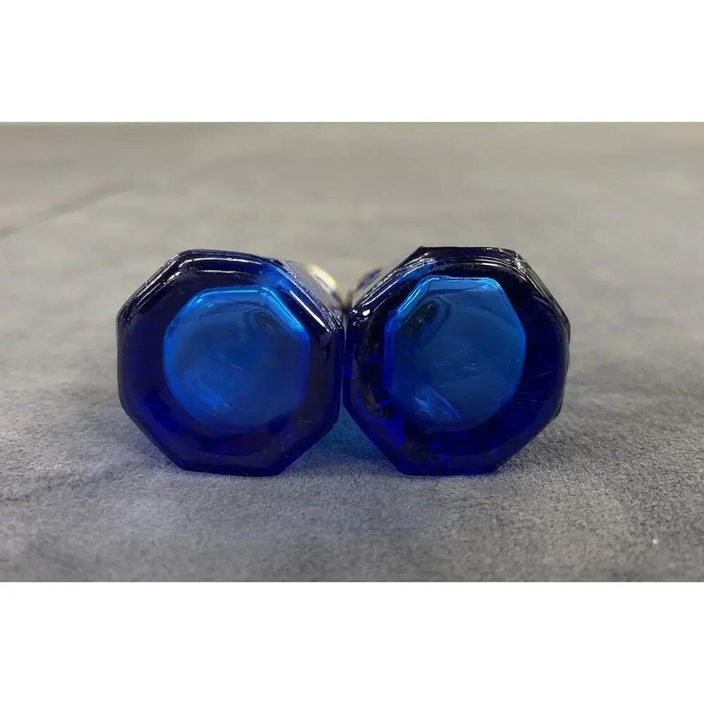 Hazel Atlas Cobalt Blue Salt and Pepper Shaker Set Vintage Depression FS